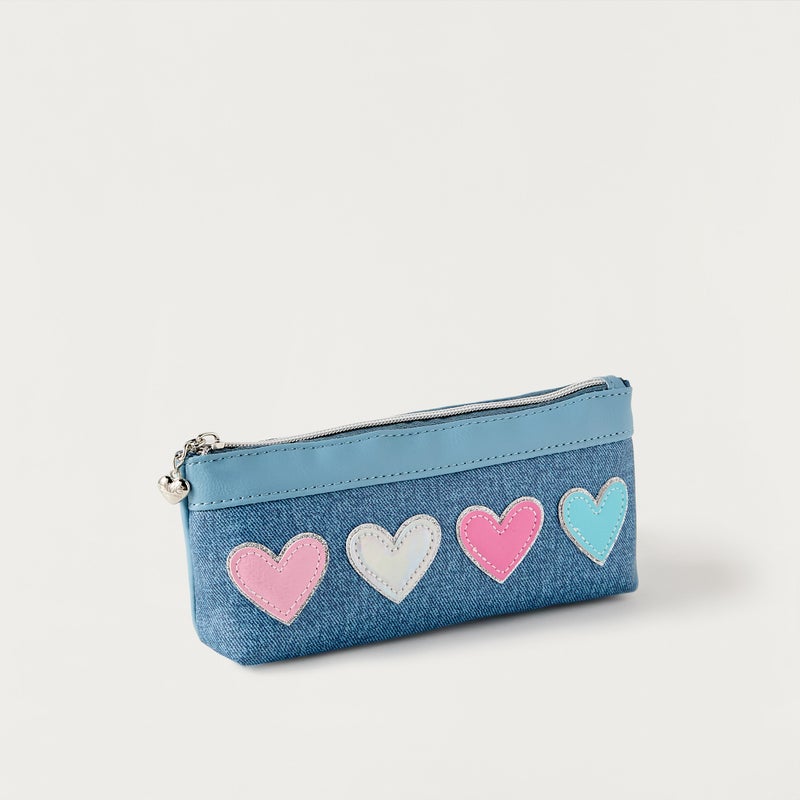 OMG Hearts Denim Pencil Caseheart Denim-1- (Polyester) Blue \ 3.75X8.50X2.00 - Image 2